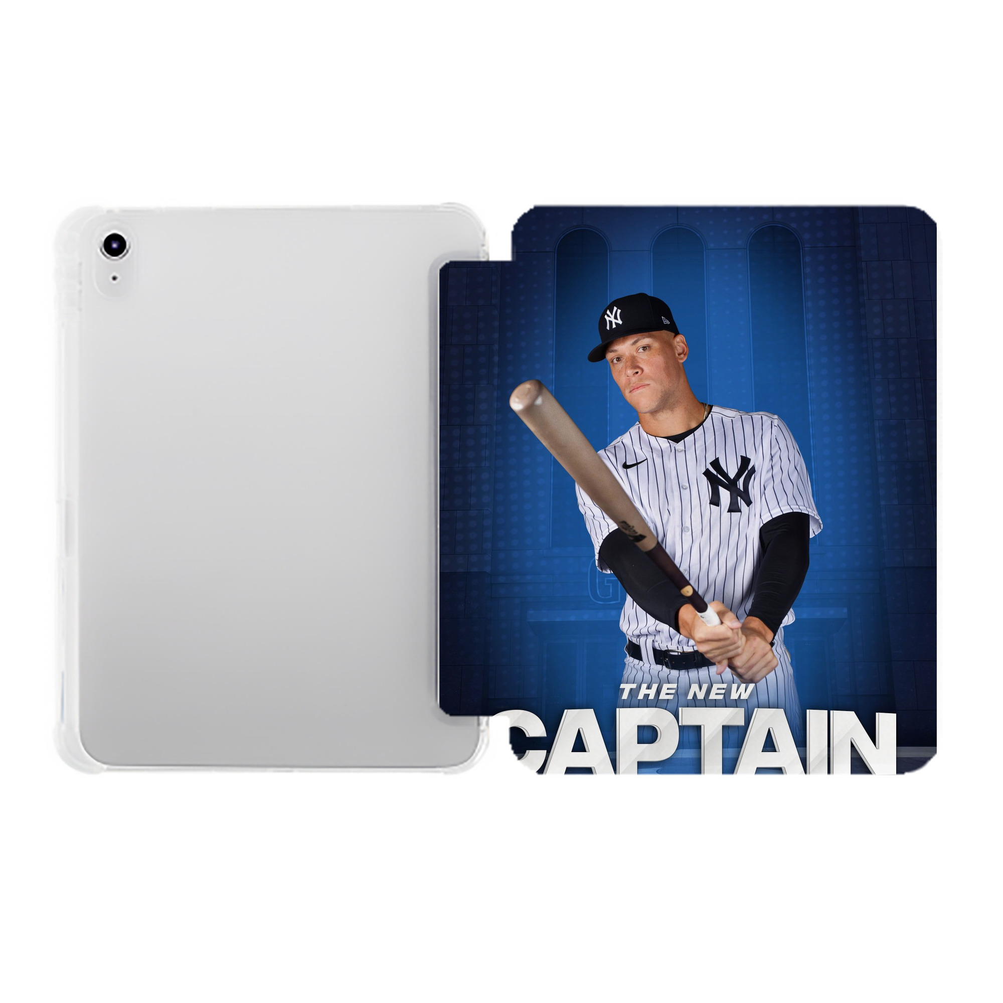 Aaron Judge Yankees Captain Premium Tri-Fold PU Leather & Silicone IPad Case With Pencil Slot – Fits 9.5,10.5,10.9 – Adjustable Stand, Slim, Protective
